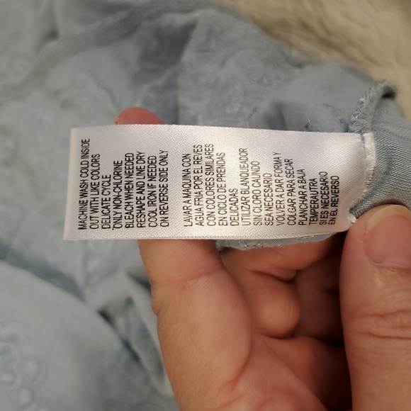 Democracy Embroidered Rayon Button Front Top S Smokey Blue - Picture 11 of 12